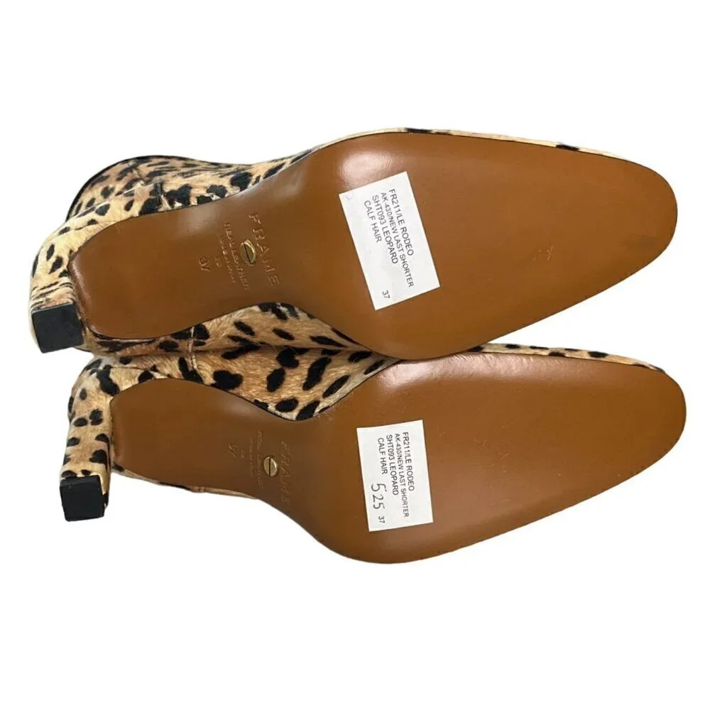 FRAME Le Rodeo Leopard Calf Hair Ankle Boots 6.5 NWOB